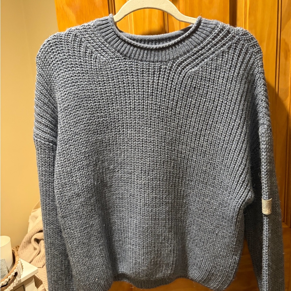 BDG Textured Blue Crew Neck Sweater